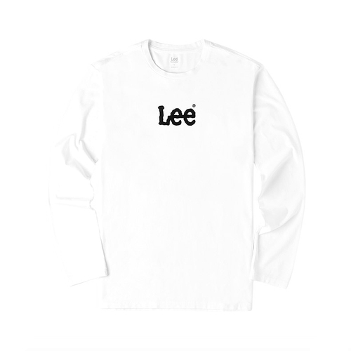 Lee商场同款2019秋冬新款白色植绒印花休闲长袖t恤男L37177K99K14