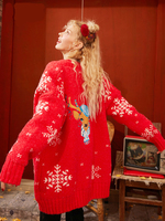 妖精的口袋过年红色圣诞宽松外穿毛衣2020春季新款女v领针织开衫