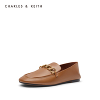 CHARLES＆KEITH2019冬新品CK1-70900161金属链饰平底乐福鞋单鞋女