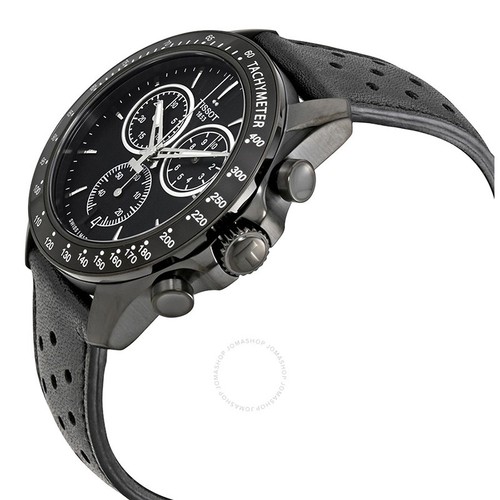 天梭 TISSOT V8系列皮带男士石英防水运动手表计时荧光指针腕表 黑色皮带 T106.417.36.051.00
