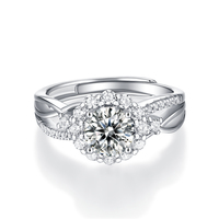 IRICH 共度一生一克拉莫桑石钻戒925纯银戒指女求婚结婚情人节礼物定制R10717